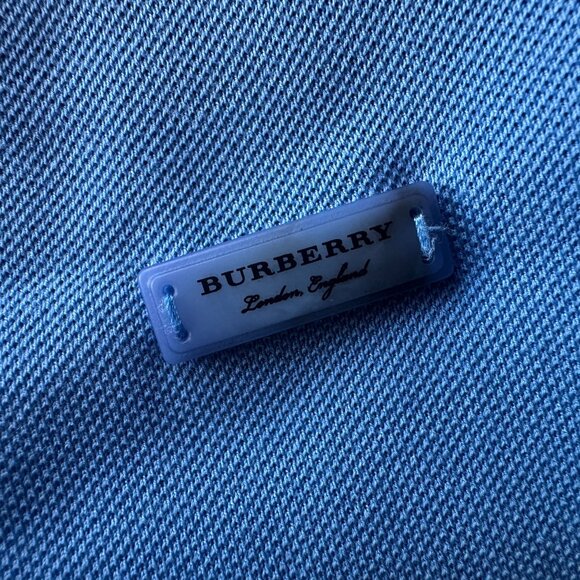 Burberry London England Mens Medium Polo Shirt Blue Short Sleeve - Picture 4 of 6